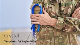  Presentation with army - Presentation theme having young-hispanic-man-army-soldier background and a coral colored foreground