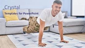  Presentation with army - Slide deck featuring young-hispanic-man-army-soldier background and a sky blue colored foreground