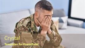  Presentation with army - Presentation consisting of young-hispanic-man-army-soldier and a tawny brown colored foreground