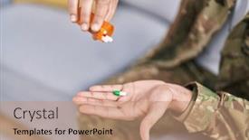  Presentation with army - Presentation design having young-hispanic-man-army-soldier background and a coral colored foreground