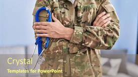  Presentation with army - Slide deck consisting of young-hispanic-man-army-soldier background and a violet colored foreground