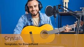  Presentation with classical music - Slides consisting of young-hispanic-man-artist-composing background and a gold colored foreground