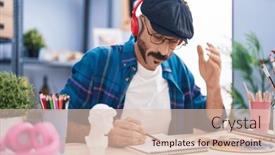  Presentation with music studio - Slide deck consisting of young-hispanic-man-artist-listening background and a lemonade colored foreground