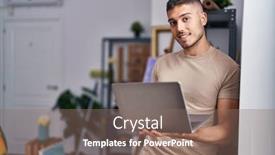  Presentation with art - Theme consisting of young-hispanic-man-artist-smiling background and a  colored foreground