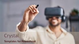  Presentation with virtual reality - PPT theme having young-hispanic-man-artist-using background and a  colored foreground