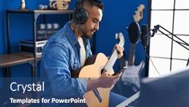  Presentation with classical music - PPT layouts enhanced with young-hispanic-man-artist-using and a  colored foreground