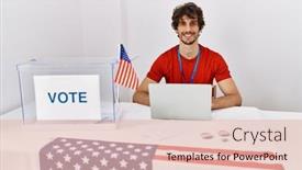  Presentation with election - Slide deck featuring young-hispanic-man-at-political background and a lemonade colored foreground