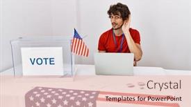  Presentation with election - PPT layouts with young-hispanic-man-at-political background and a lemonade colored foreground