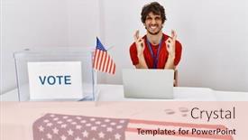  Presentation with election - Slides enhanced with young-hispanic-man-at-political background and a lemonade colored foreground