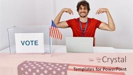  Presentation with election - Presentation consisting of young-hispanic-man-at-political background and a lemonade colored foreground