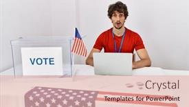  Presentation with election - Presentation having young-hispanic-man-at-political background and a lemonade colored foreground