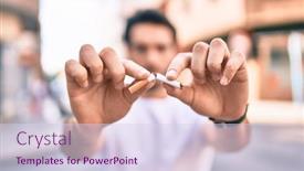  Presentation with cigarette - Beautiful slide set featuring young-hispanic-man-breaking-cigarette backdrop and a sky blue colored foreground