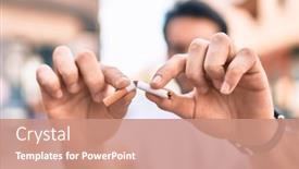  Presentation with cigarette - Cool new PPT theme with young-hispanic-man-breaking-cigarette backdrop and a coral colored foreground