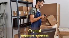  Presentation with barcode - Presentation theme featuring young-hispanic-man-business-worker background and a  colored foreground