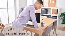  Presentation with backache - Theme having young-hispanic-man-business-worker background and a coral colored foreground