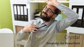  Presentation with heat - PPT layouts featuring young-hispanic-man-business-worker background and a coral colored foreground