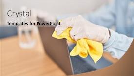  Presentation with cleaning business - Slide set having young-hispanic-man-business-worker background and a lemonade colored foreground