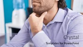  Presentation with pain - Theme having young-hispanic-man-business-worker background and a light blue colored foreground