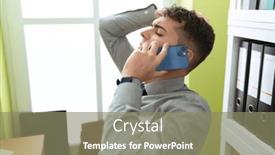  Presentation with stressed - PPT layouts enhanced with young-hispanic-man-business-worker background and a  colored foreground