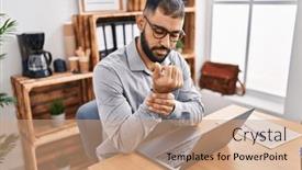  Presentation with pain - Slide deck featuring young-hispanic-man-business-worker background and a coral colored foreground