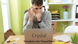  Presentation with voice - Theme with young-hispanic-man-business-worker background and a coral colored foreground