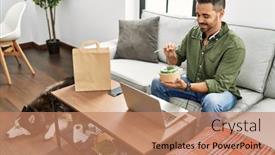  Presentation with call center - Slides with young-hispanic-man-call-center background and a  colored foreground