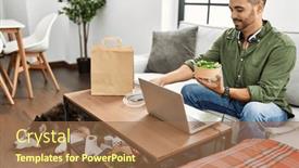  Presentation with call center - PPT theme having young-hispanic-man-call-center background and a  colored foreground