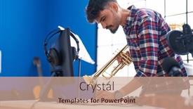  Presentation with music composer - Slide deck enhanced with young-hispanic-man-composer-holding background and a coral colored foreground