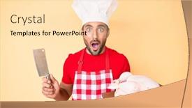  Presentation with cooking - Slides having young-hispanic-man-cooking-chicken background and a lemonade colored foreground