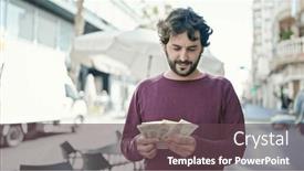  Presentation with denmark - PPT theme consisting of young-hispanic-man-counting-denmark background and a tawny brown colored foreground