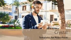  Presentation with counting - PPT layouts consisting of young-hispanic-man-counting-dollars background and a coral colored foreground