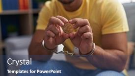  Presentation with litecoin - Slides enhanced with young-hispanic-man-criminal-holding background and a ocean colored foreground