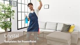  Presentation with dancing - Presentation theme enhanced with young-hispanic-man-dancing background and a coral colored foreground