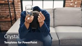  Presentation with depressed - Theme enhanced with young-hispanic-man-depressed-taking background and a navy blue colored foreground