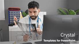  Presentation with xray - Presentation having young-hispanic-man-doctor-looking background and a dark gray colored foreground