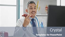  Presentation with voice - Presentation design having young-hispanic-man-doctor-sending and a gray colored foreground