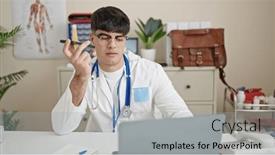  Presentation with voice - Theme enhanced with young-hispanic-man-doctor-using background and a  colored foreground