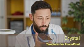  Presentation with voice - Presentation design featuring young-hispanic-man-doctor-using and a tawny brown colored foreground