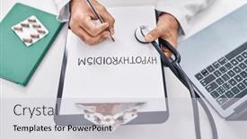  Presentation with writing - PPT theme enhanced with young-hispanic-man-doctor-writing background and a light gray colored foreground