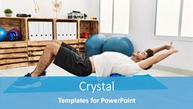  Presentation with rehab clinic - Presentation theme with young-hispanic-man-doing-rehab background and a  colored foreground