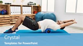  Presentation with rehab - Presentation theme having young-hispanic-man-doing-rehab background and a teal colored foreground