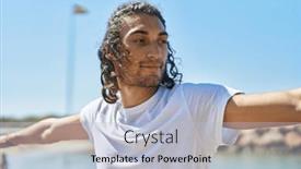  Presentation with exercise - PPT layouts having young-hispanic-man-doing-yoga background and a light gray colored foreground