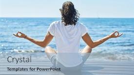  Presentation with man sitting bench - Theme consisting of young-hispanic-man-doing-yoga background and a light blue colored foreground