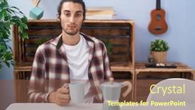  Presentation with coffee - Slide set enhanced with young-hispanic-man-drinking-coffee background and a tawny brown colored foreground