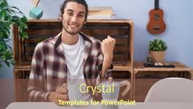  Presentation with coffee - PPT layouts consisting of young-hispanic-man-drinking-coffee background and a tawny brown colored foreground