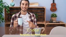  Presentation with coffee - Presentation theme enhanced with young-hispanic-man-drinking-coffee background and a tawny brown colored foreground