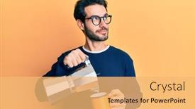  Presentation with italian - Amazing slide deck having young-hispanic-man-drinking-italian backdrop and a yellow colored foreground