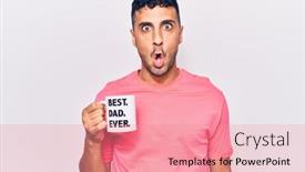  Presentation with coffe - Cool new presentation design with young-hispanic-man-drinking-mug backdrop and a coral colored foreground