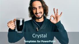  Presentation with cup coffee - Presentation theme with young-hispanic-man-drinking background and a  colored foreground