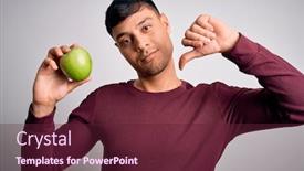  Presentation with healthy nutrition - Presentation design enhanced with young-hispanic-man-eating-fresh background and a tawny brown colored foreground